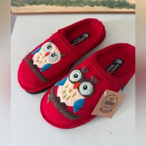 Haflinger Red Owl Wool Slippers Felt Clogs EU 40 US 9 NWT